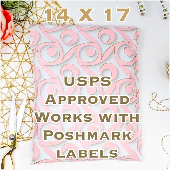 LAST PACK ‼️ 50 14X17 Pink Swirl Poly Mailers CLEARANCE - Picture 2 of 6